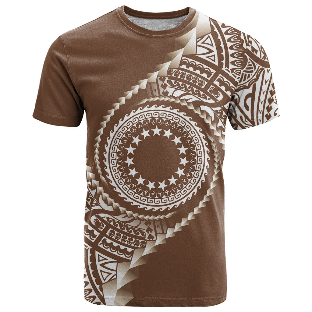 Cook Islands Gospel Day T Shirt Brown Tribal Curves LT05 Brown - Polynesian Pride