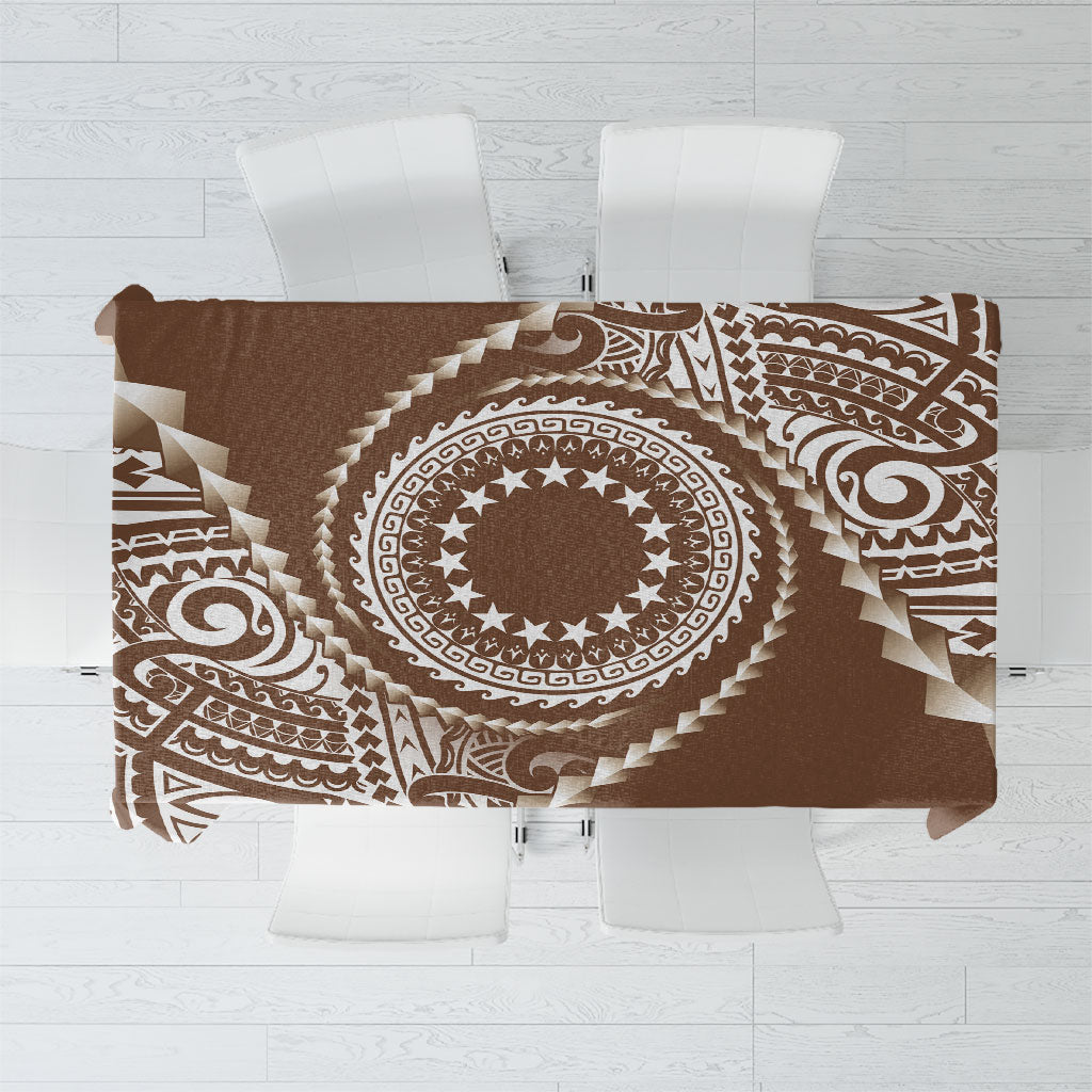 Cook Islands Gospel Day Tablecloth Brown Tribal Curves LT05 Brown - Polynesian Pride