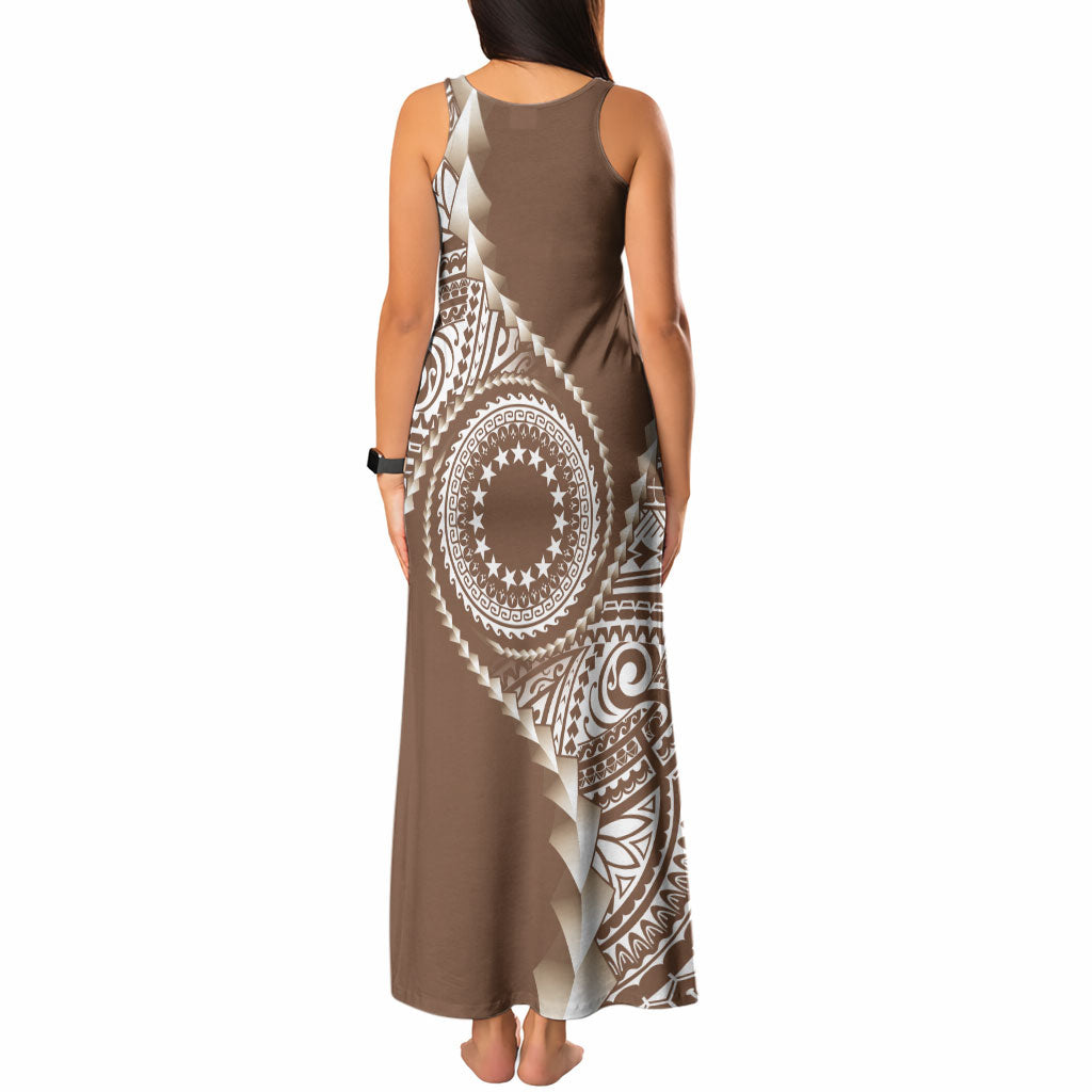 Cook Islands Gospel Day Tank Maxi Dress Brown Tribal Curves