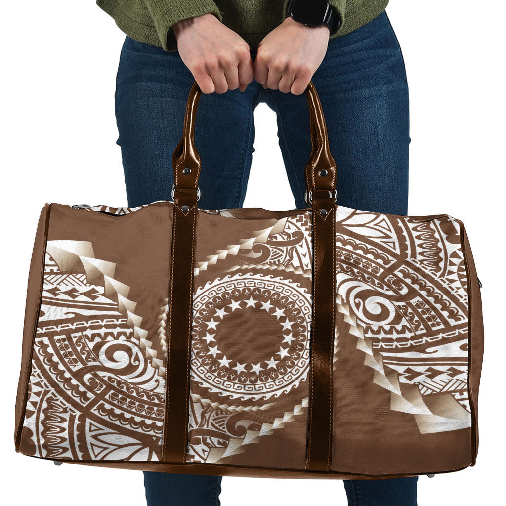 Cook Islands Gospel Day Travel Bag Brown Tribal Curves LT05 Brown - Polynesian Pride