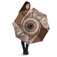 Cook Islands Gospel Day Umbrella Brown Tribal Curves