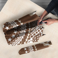 Cook Islands Gospel Day Umbrella Brown Tribal Curves