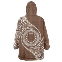 Cook Islands Gospel Day Wearable Blanket Hoodie Brown Tribal Curves