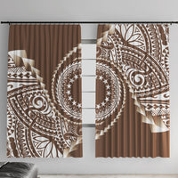 Cook Islands Gospel Day Window Curtain Brown Tribal Curves