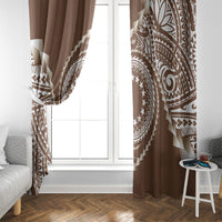 Cook Islands Gospel Day Window Curtain Brown Tribal Curves
