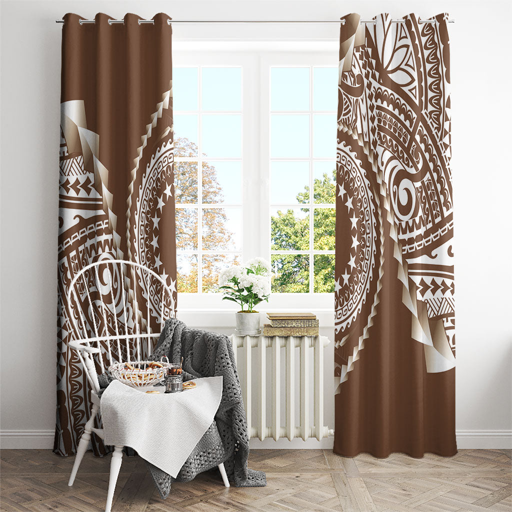 Cook Islands Gospel Day Window Curtain Brown Tribal Curves