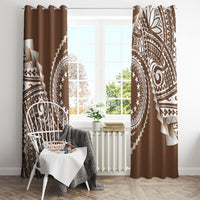 Cook Islands Gospel Day Window Curtain Brown Tribal Curves