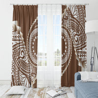 Cook Islands Gospel Day Window Curtain Brown Tribal Curves