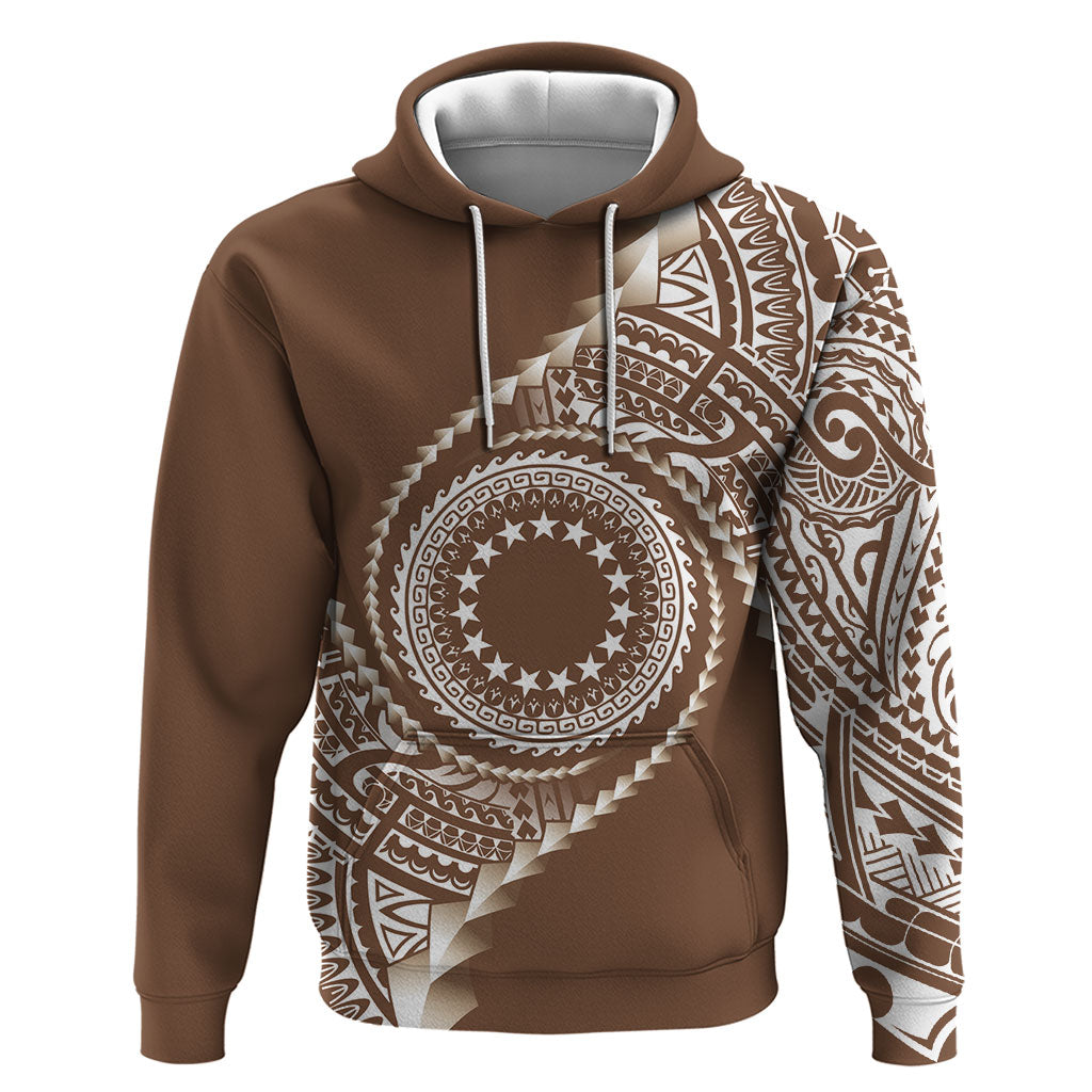 Cook Islands Gospel Day Zip Hoodie Brown Tribal Curves