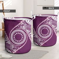 Cook Islands Gospel Day Laundry Basket Maroon Tribal Curves
