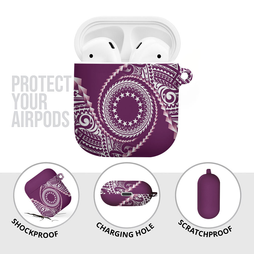 Cook Islands Gospel Day AirPods Case Maroon Tribal Curves