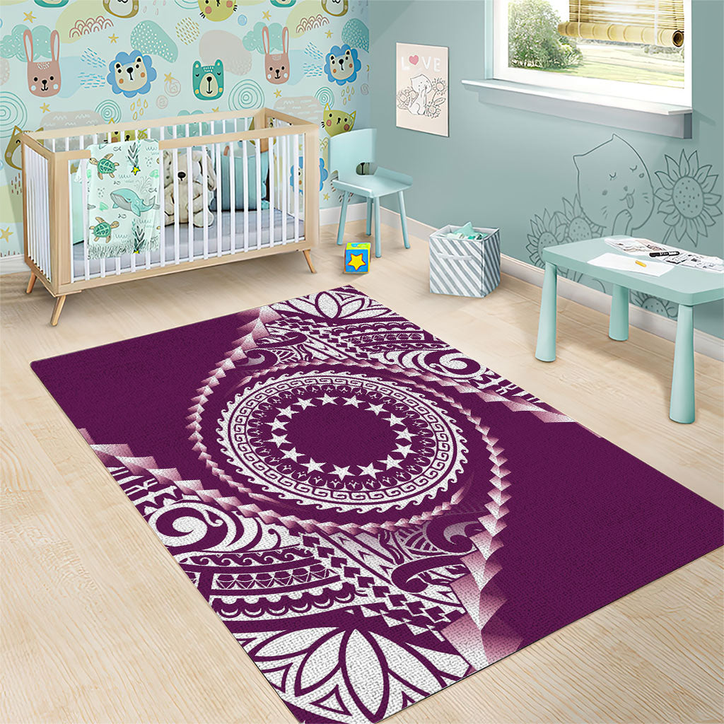 Cook Islands Gospel Day Area Rug Maroon Tribal Curves