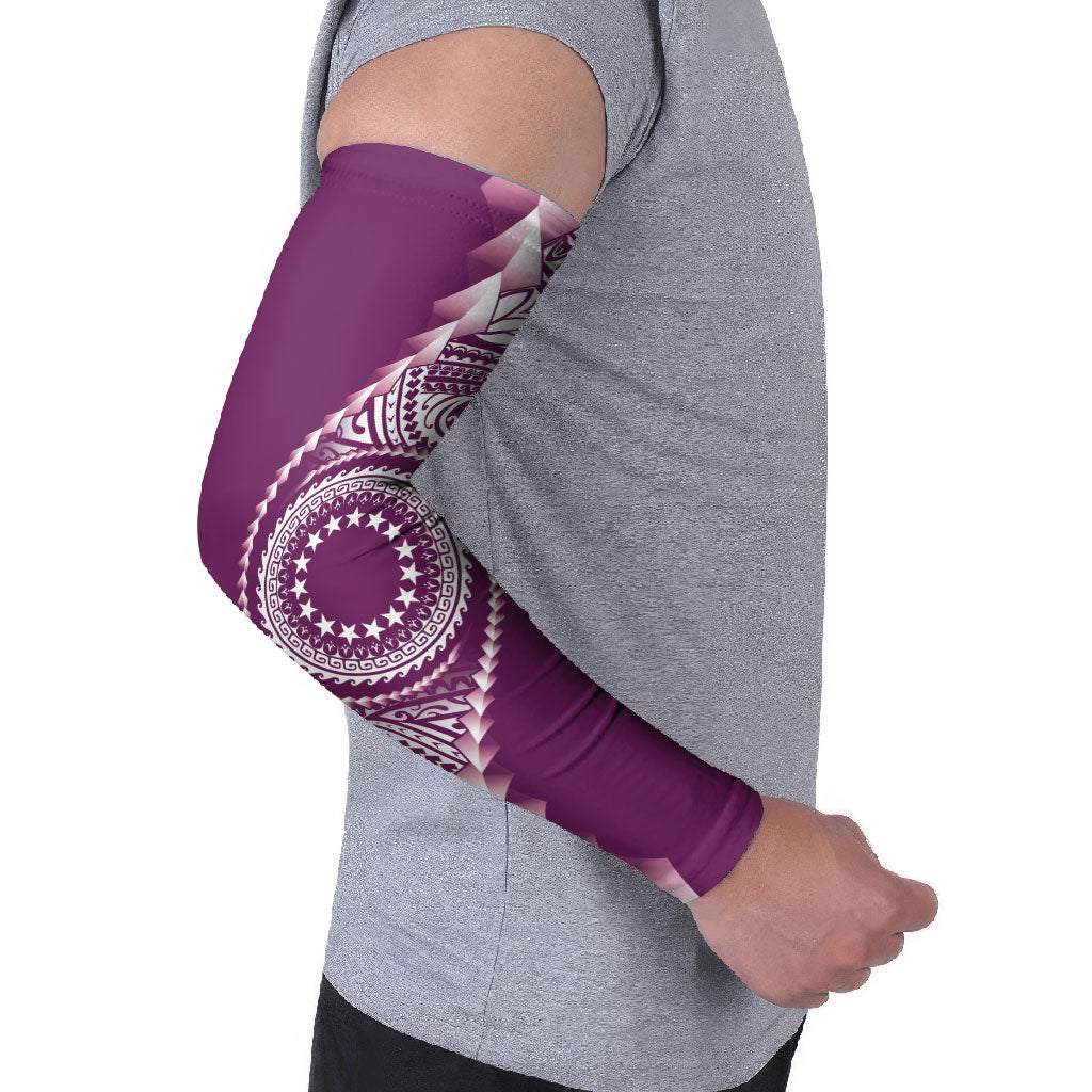 Cook Islands Gospel Day Arm Sleeves Maroon Tribal Curves