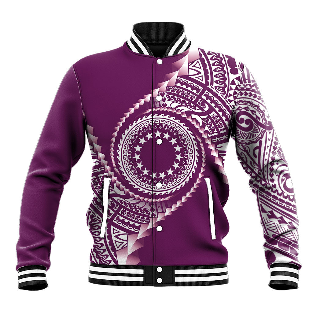 Cook Islands Gospel Day Baseball Jacket Maroon Tribal Curves