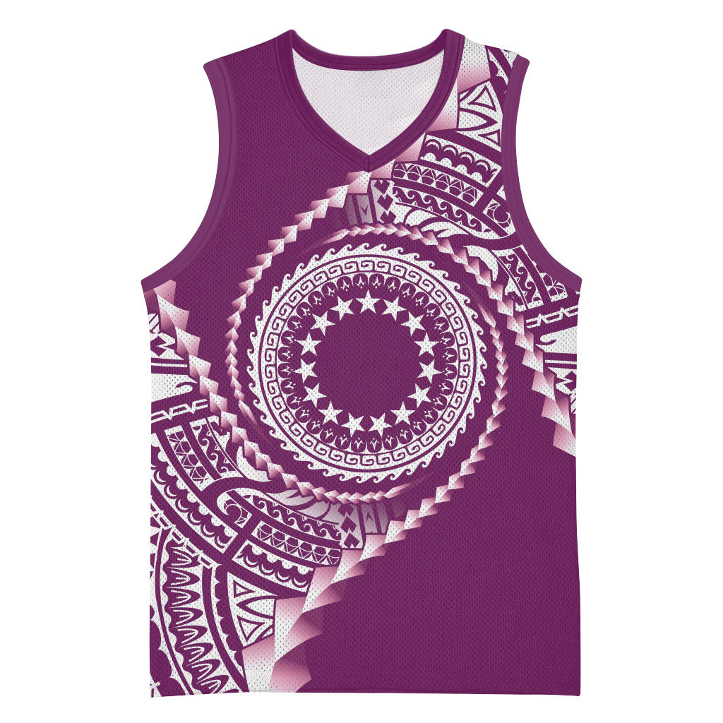 Cook Islands Gospel Day Basketball Jersey Maroon Tribal Curves LT05 Unisex Maroon - Polynesian Pride