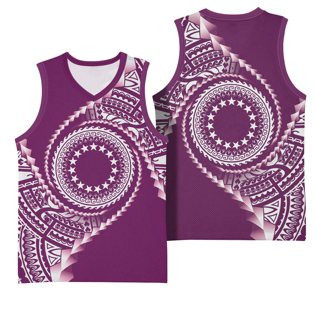 Cook Islands Gospel Day Basketball Jersey Maroon Tribal Curves