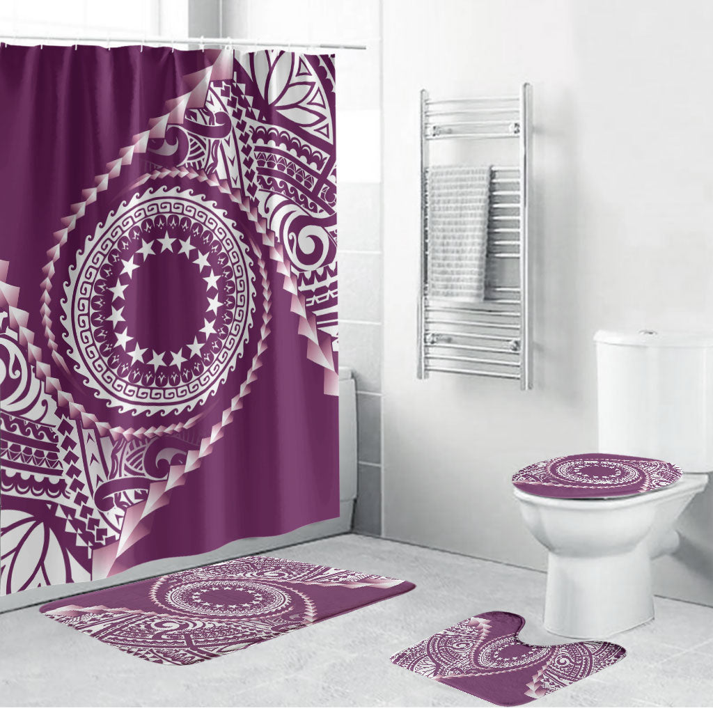 Cook Islands Gospel Day Bathroom Set Maroon Tribal Curves