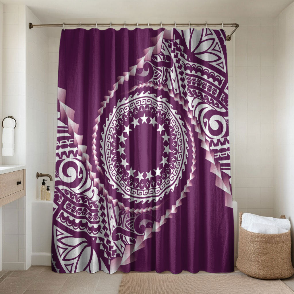 Cook Islands Gospel Day Bathroom Set Maroon Tribal Curves
