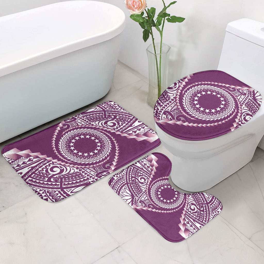 Cook Islands Gospel Day Bathroom Set Maroon Tribal Curves