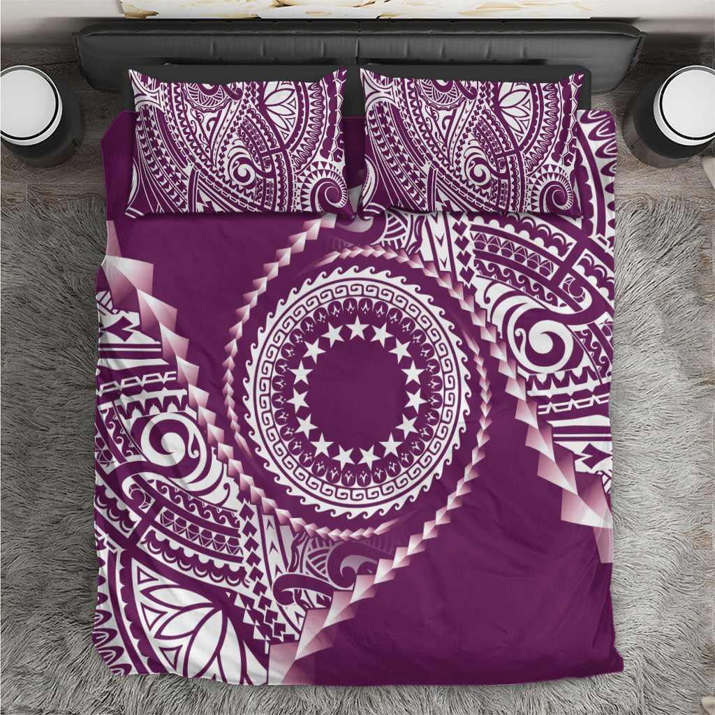 Cook Islands Gospel Day Bedding Set Maroon Tribal Curves LT05 Maroon - Polynesian Pride