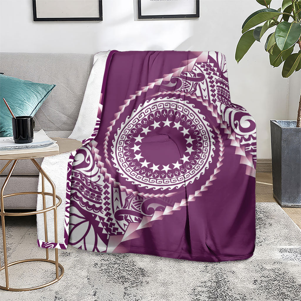 Cook Islands Gospel Day Blanket Maroon Tribal Curves LT05 - Polynesian Pride