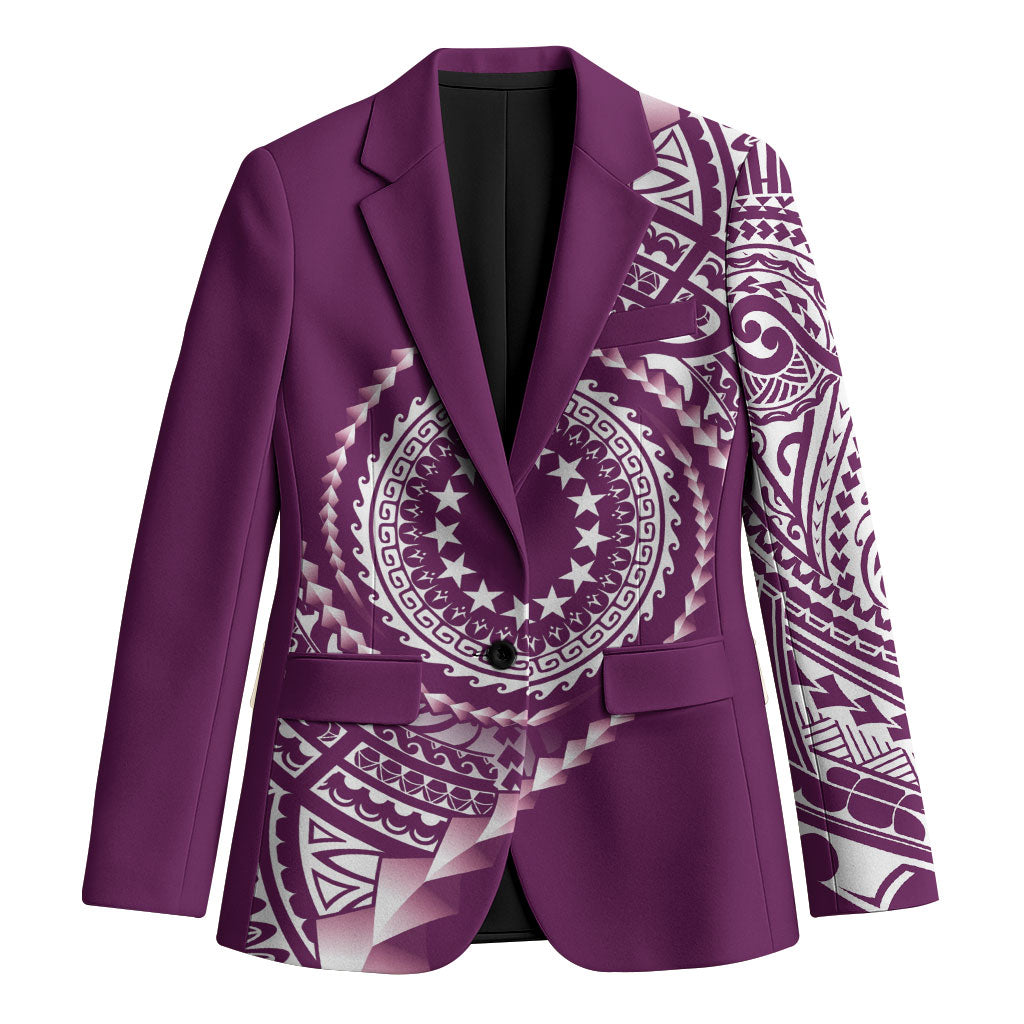 Cook Islands Gospel Day Blazer Maroon Tribal Curves LT05 Unisex Maroon - Polynesian Pride