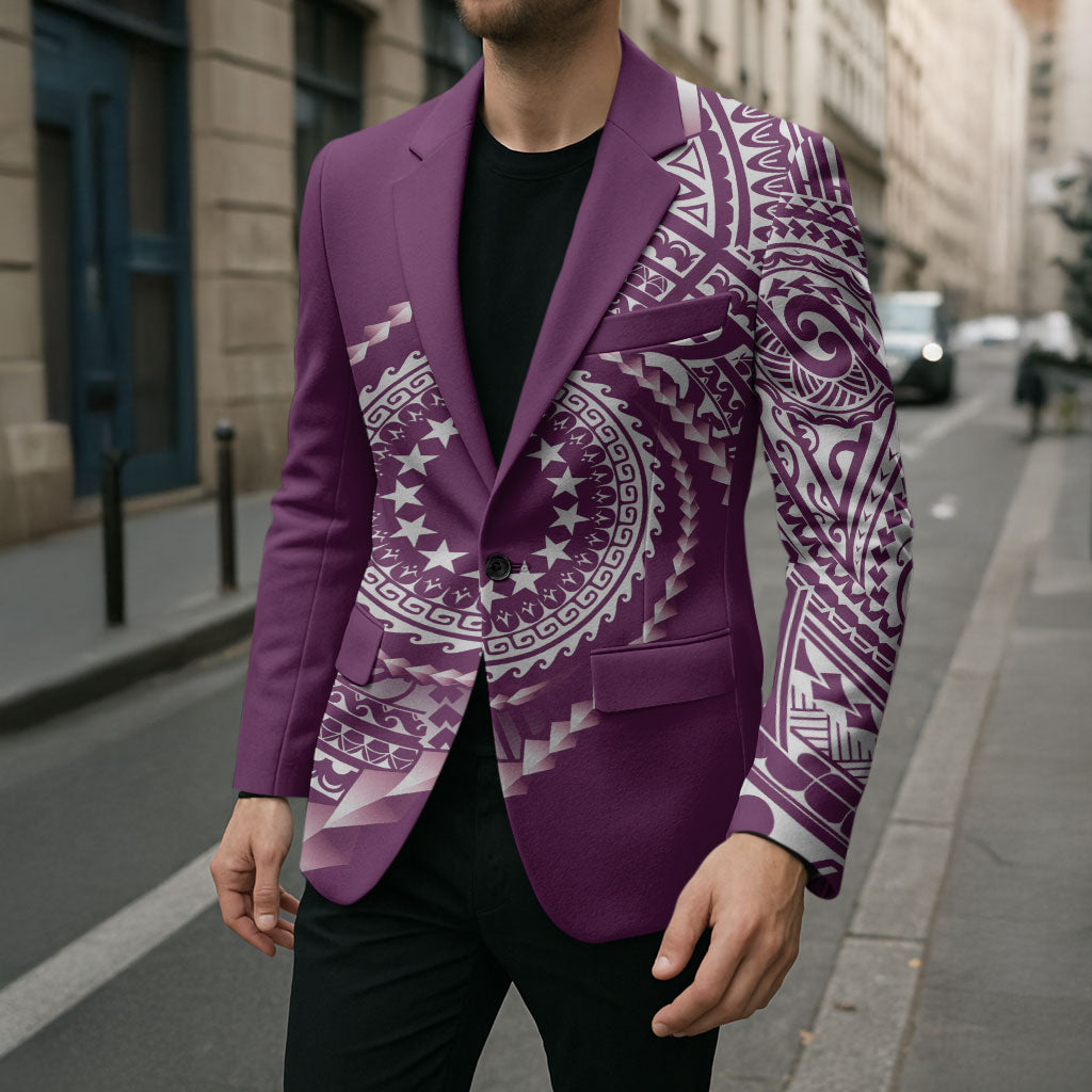Cook Islands Gospel Day Blazer Maroon Tribal Curves LT05 - Polynesian Pride