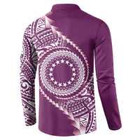 Cook Islands Gospel Day Button Sweatshirt Maroon Tribal Curves LT05 - Polynesian Pride