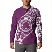 Cook Islands Gospel Day Button Sweatshirt Maroon Tribal Curves LT05 - Polynesian Pride