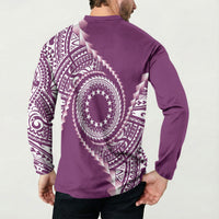 Cook Islands Gospel Day Button Sweatshirt Maroon Tribal Curves LT05 - Polynesian Pride