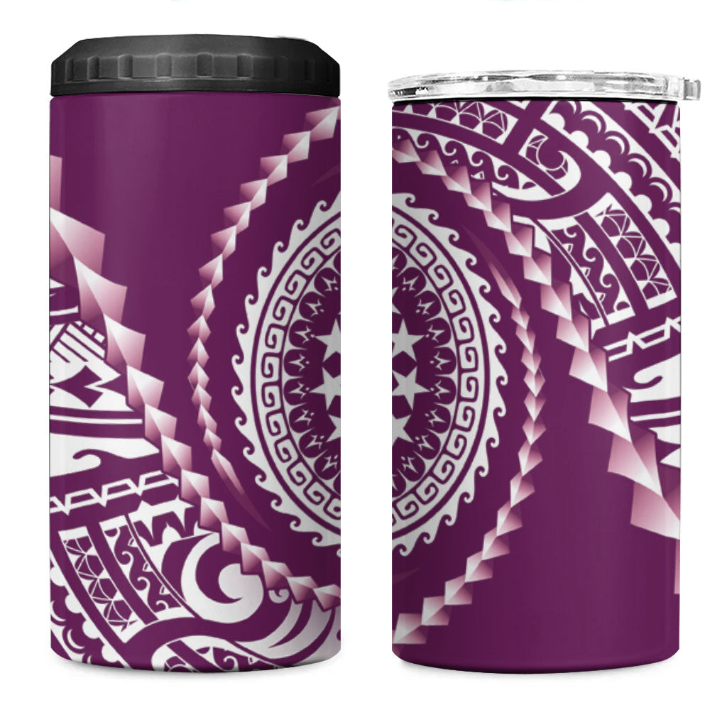 Cook Islands Gospel Day 4 in 1 Can Cooler Tumbler Maroon Tribal Curves LT05 One Size: 16 oz Maroon - Polynesian Pride