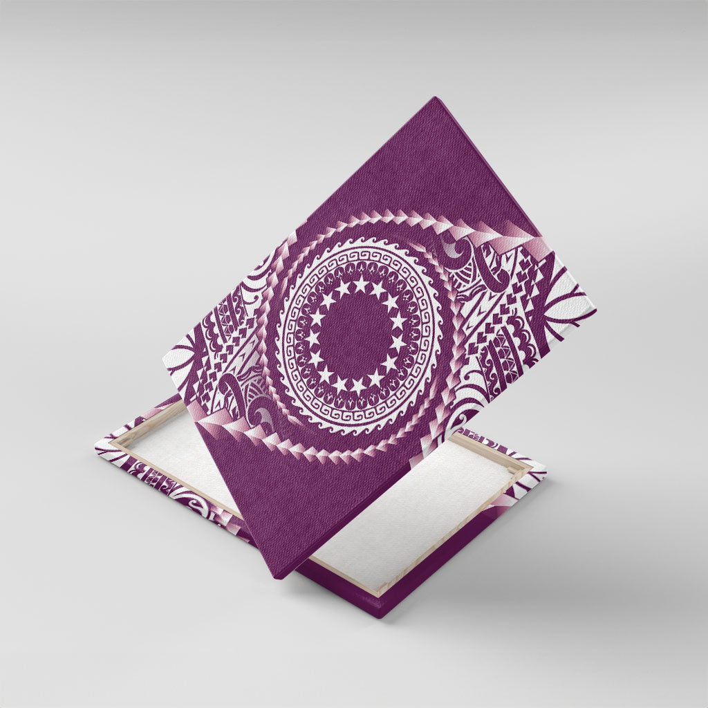 Cook Islands Gospel Day Canvas Wall Art Maroon Tribal Curves