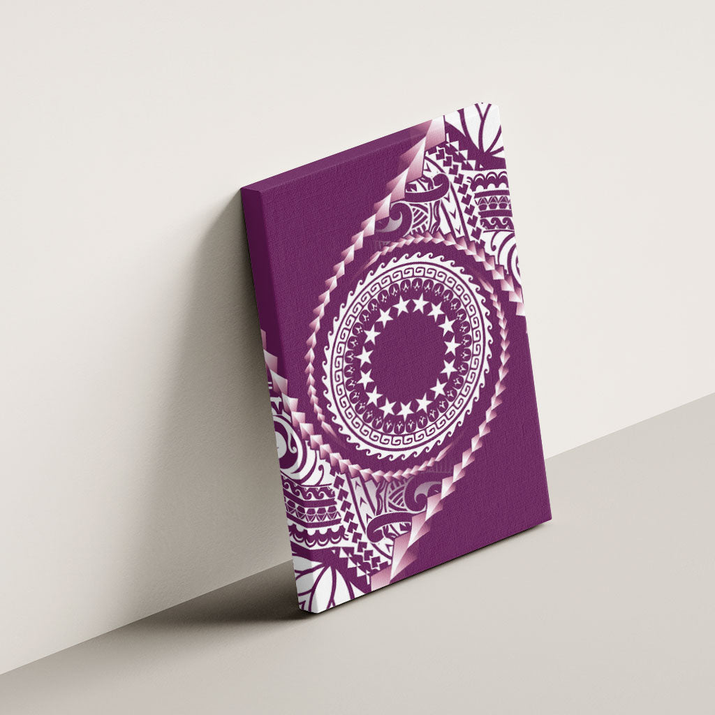 Cook Islands Gospel Day Canvas Wall Art Maroon Tribal Curves