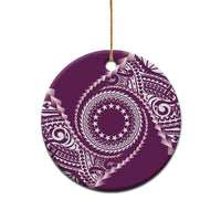 Cook Islands Gospel Day Ceramic Ornament Maroon Tribal Curves LT05 - Polynesian Pride