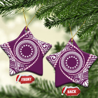 Cook Islands Gospel Day Ceramic Ornament Maroon Tribal Curves LT05 Star Maroon - Polynesian Pride