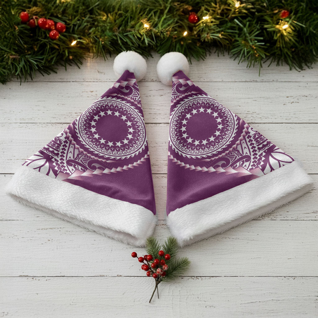 Cook Islands Gospel Day Christmas Santa Hat Maroon Tribal Curves LT05 - Polynesian Pride