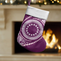 Cook Islands Gospel Day Christmas Stocking Maroon Tribal Curves LT05 Set of 2 Maroon - Polynesian Pride