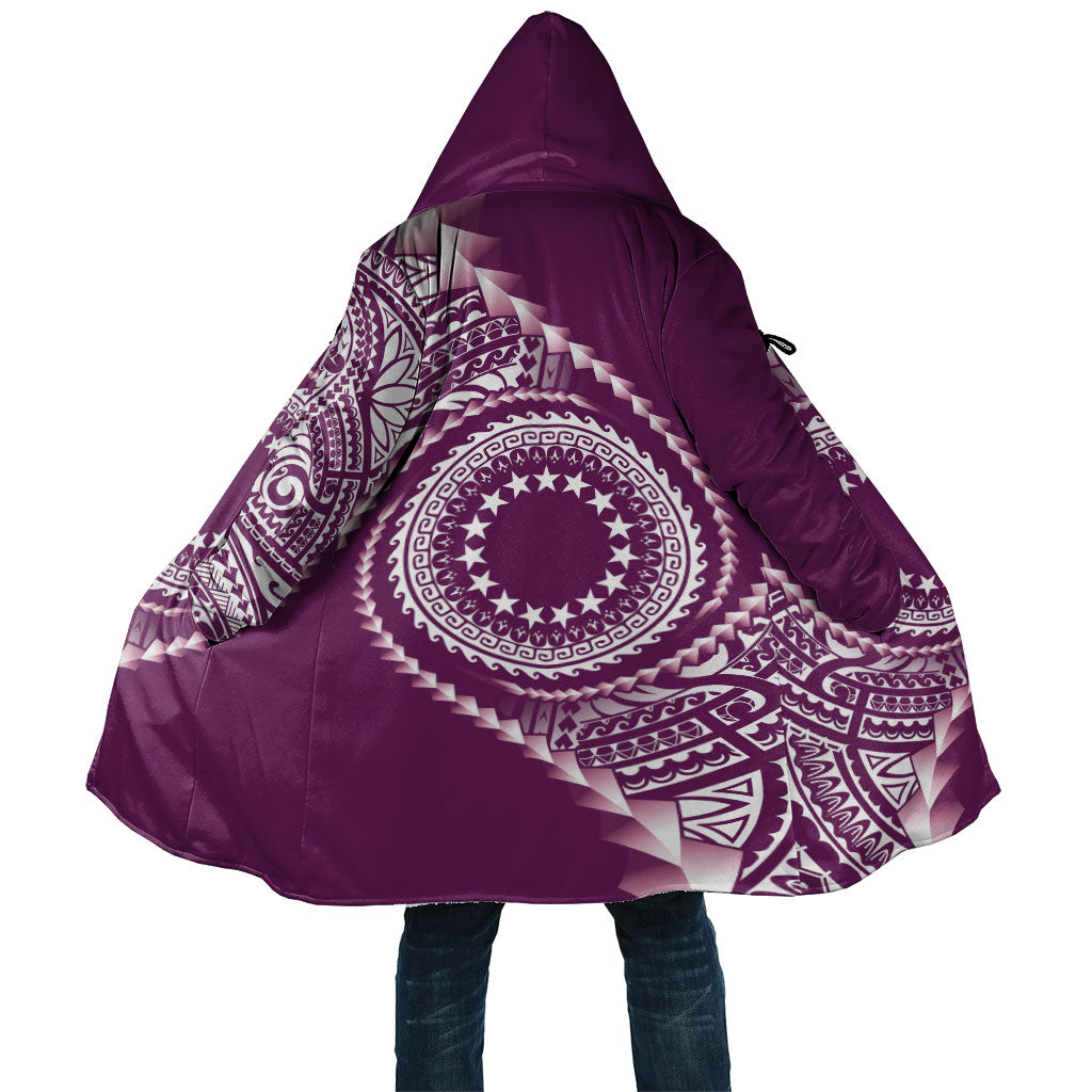 Cook Islands Gospel Day Cloak Maroon Tribal Curves LT05 Unisex Maroon - Polynesian Pride