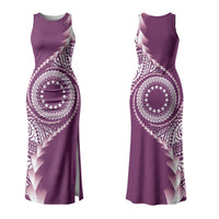 Cook Islands Gospel Day Couples Matching Tank Maxi Dress and Hawaiian Shirt Maroon Tribal Curves
