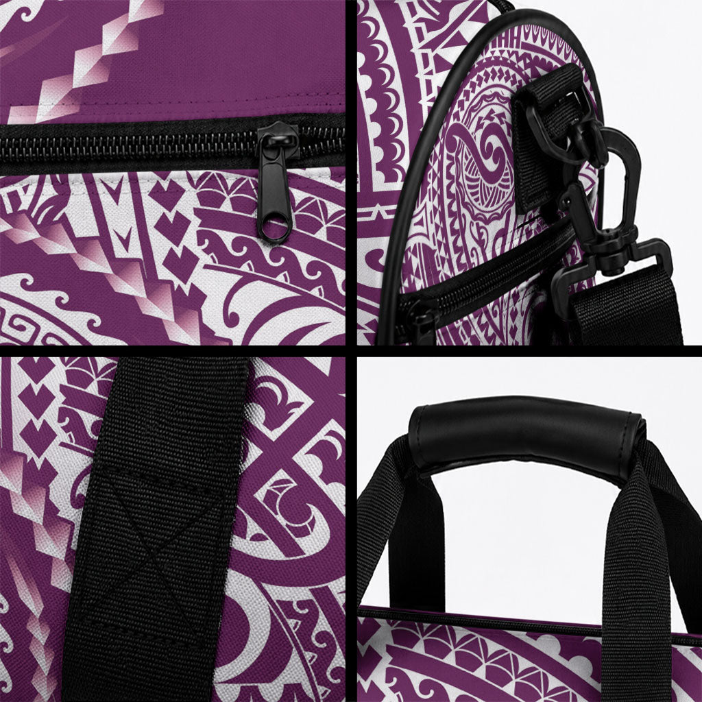 Cook Islands Gospel Day Duffle Bag Maroon Tribal Curves