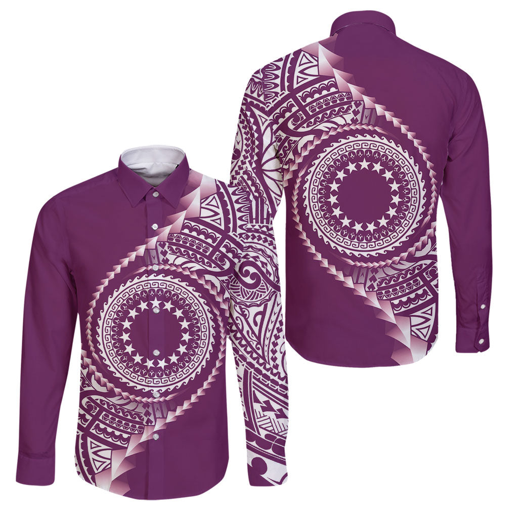 Cook Islands Gospel Day Family Matching Long Sleeve Bodycon Dress and Hawaiian Shirt Maroon Tribal Curves