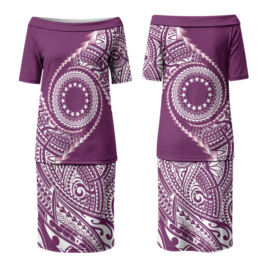 Cook Islands Gospel Day Family Matching Puletasi and Hawaiian Shirt Maroon Tribal Curves