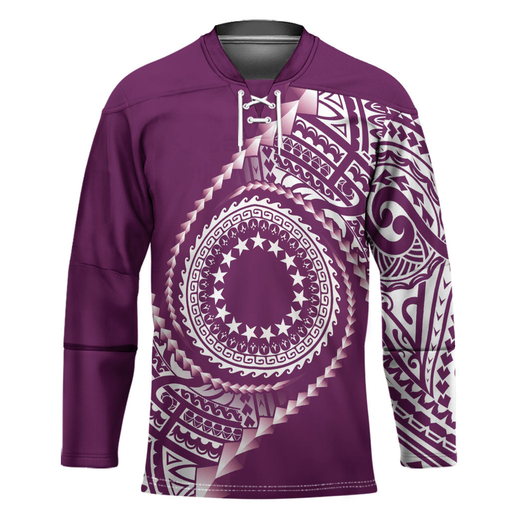 Cook Islands Gospel Day Hockey Jersey Maroon Tribal Curves