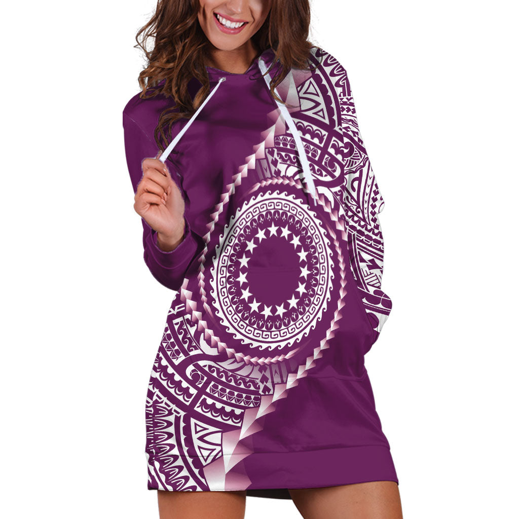 Cook Islands Gospel Day Hoodie Dress Maroon Tribal Curves LT05 Maroon - Polynesian Pride