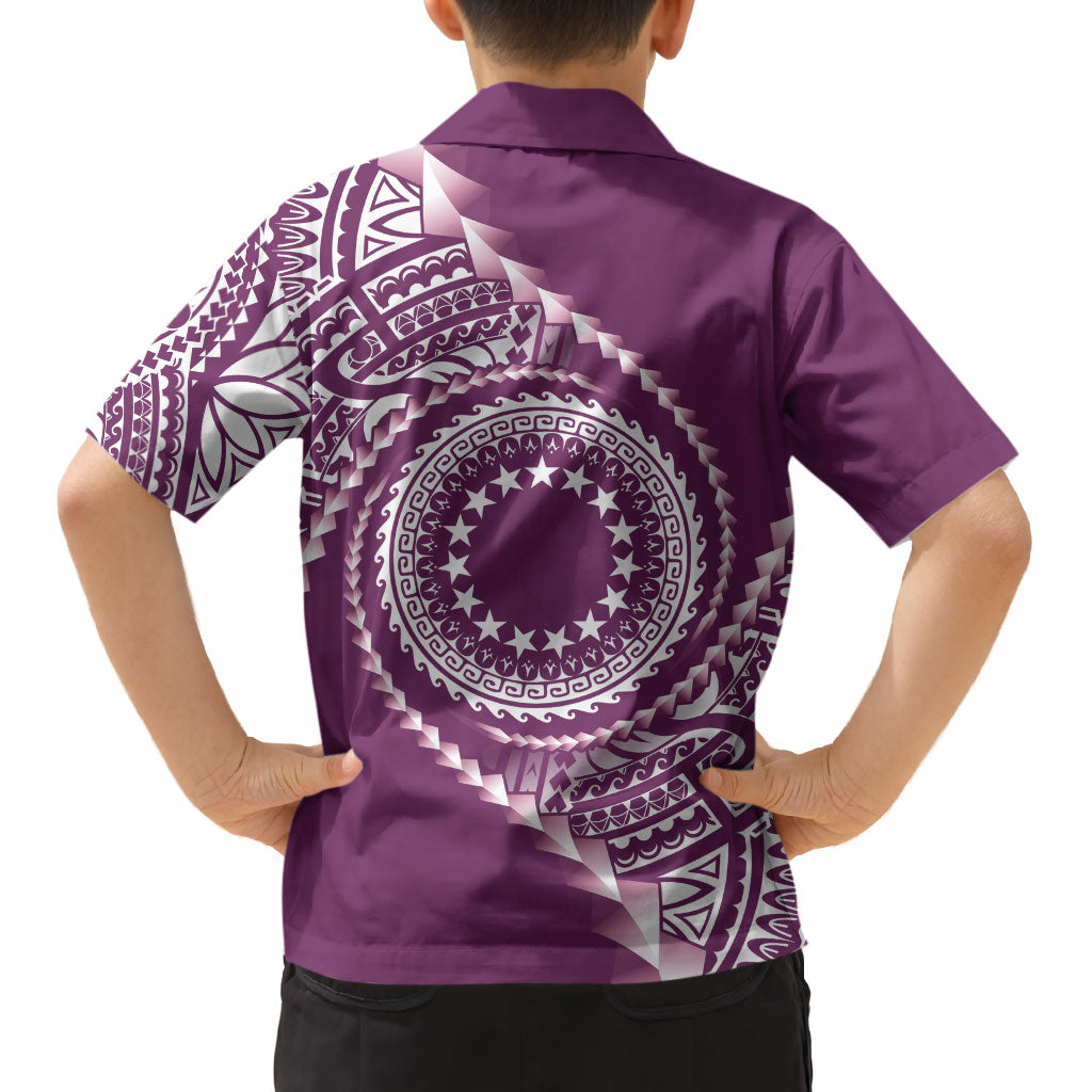 Cook Islands Gospel Day Kid Hawaiian Shirt Maroon Tribal Curves