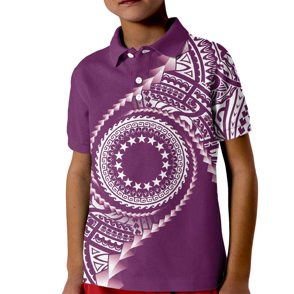 Cook Islands Gospel Day Kid Polo Shirt Maroon Tribal Curves LT05 Kid Maroon - Polynesian Pride