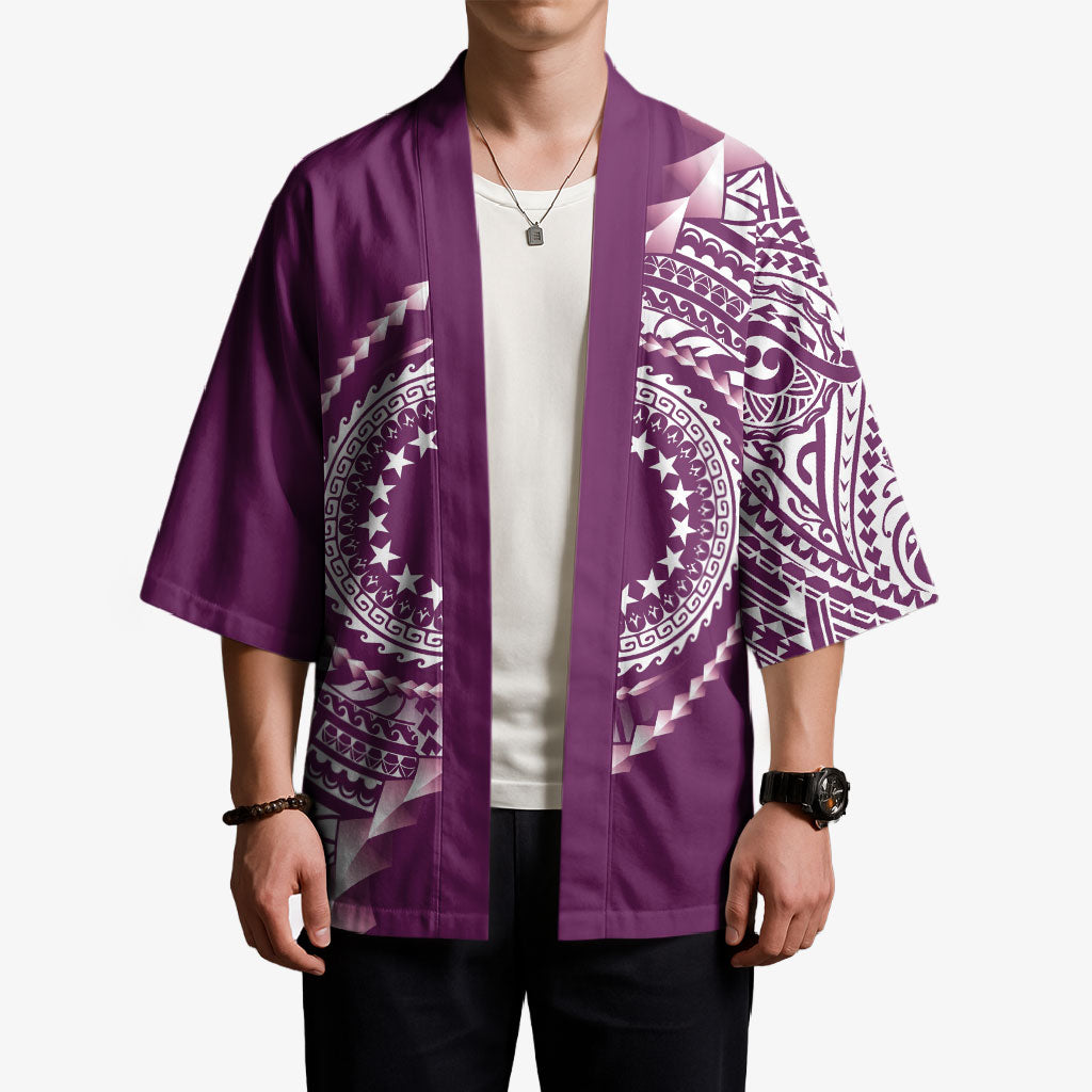 Cook Islands Gospel Day Kimono Maroon Tribal Curves