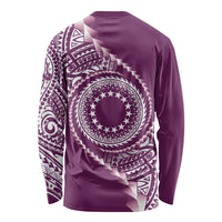 Cook Islands Gospel Day Long Sleeve Shirt Maroon Tribal Curves