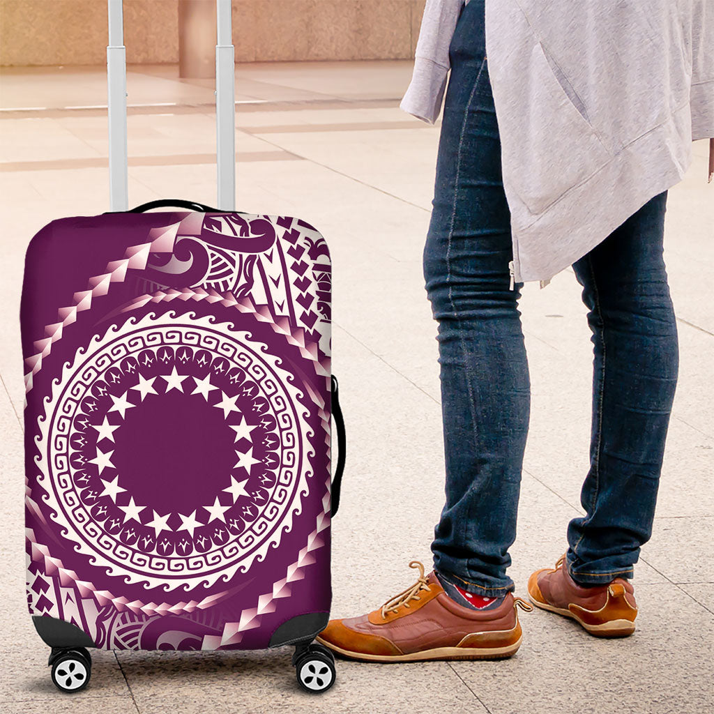 Cook Islands Gospel Day Luggage Cover Maroon Tribal Curves LT05 Maroon - Polynesian Pride