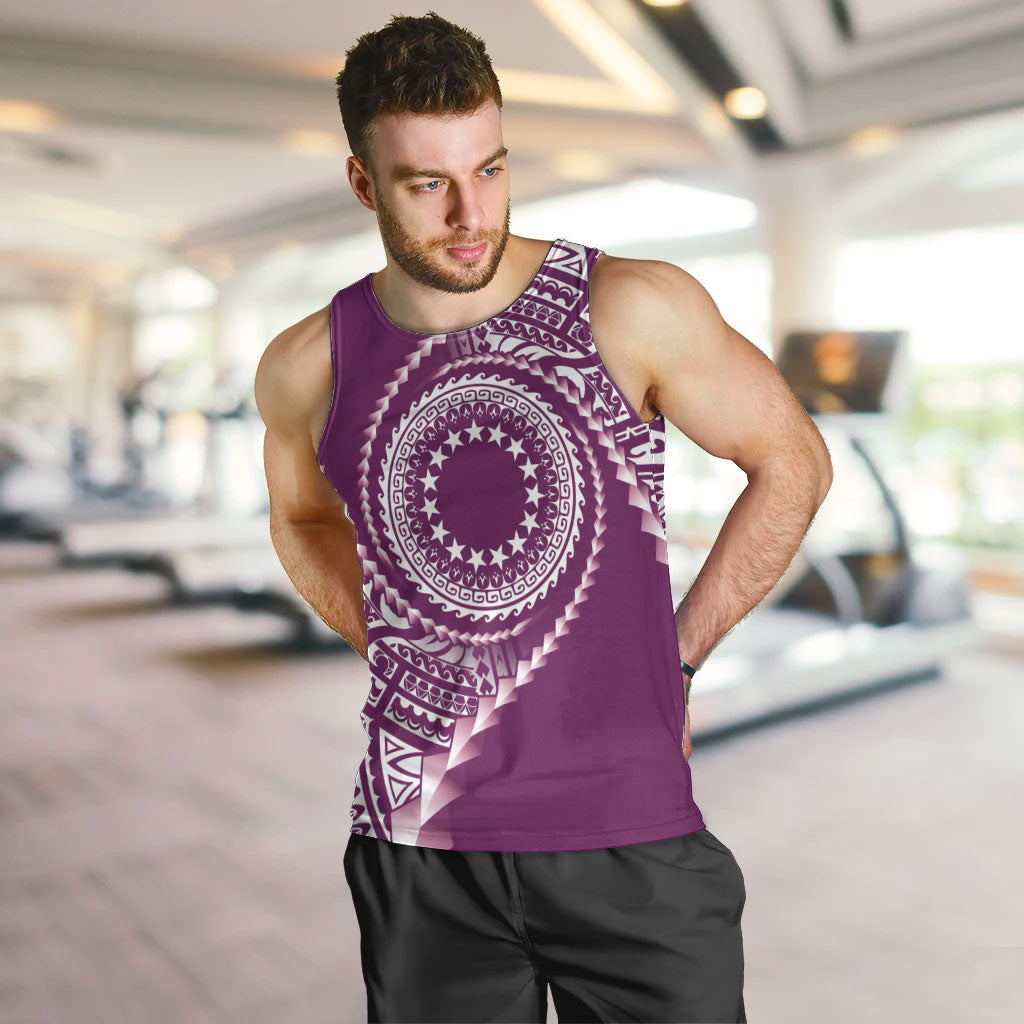 Cook Islands Gospel Day Men Tank Top Maroon Tribal Curves LT05 Maroon - Polynesian Pride